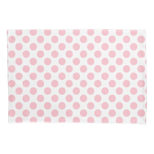 Roze op Witte Grote Grootte Polka Dots Kussensloop (Voorkant)