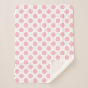 Roze op Witte Grote Grootte Polka Dots Sherpa Deken