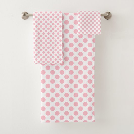 Roze op Witte Middelgrote Grootte Polka Dots Bad Handdoek (Insitu)