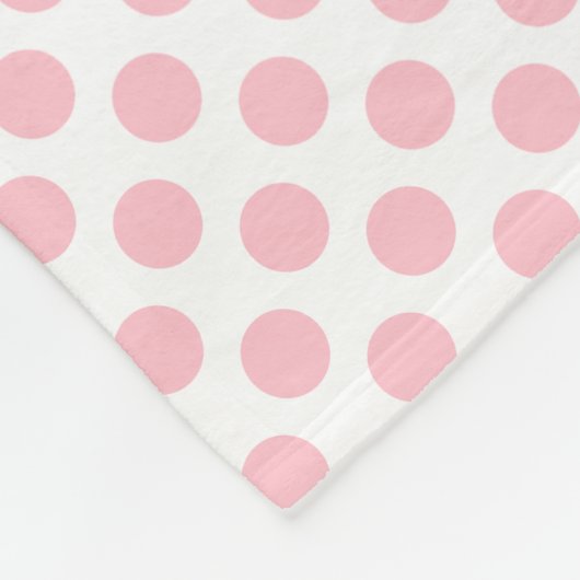 Roze op Witte Middelgrote Grootte Polka Dots Fleece Deken (Hoek)