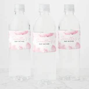 Roze op wolk negen Baby shower Waterfles Etiket