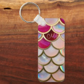 Roze Opaal Iridescent Mermaid Scales Sleutelhanger (Voorkant)