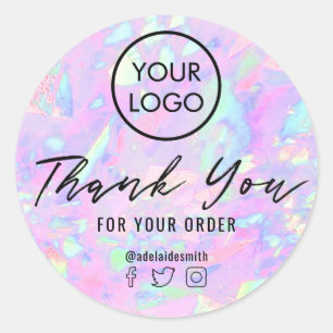 roze opal geïnspireerde textuur bedankt ronde sticker