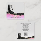 *~* Roze Opal Moon QR code GODDESS Meditate Vierkante Visitekaartje (Voorkant / Achterkant)