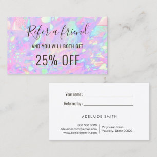 Roze Opal Referral visitekaartje