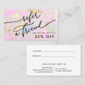 Roze Opal Texture Referral Card Visitekaartje (Voorkant / Achterkant)