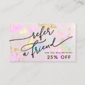 Roze Opal Texture Referral Card Visitekaartje (Voorkant)