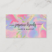 Roze Opal Waterverf Gouden Glitter Visitekaartje (Voorkant)