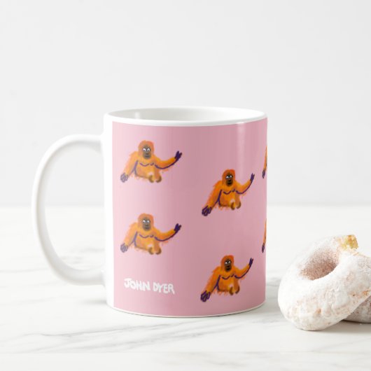  roze Orangutan mok van John Dyer (Met donut)