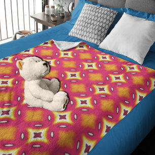 roze oranje abstract bloemenpatroon fleece deken