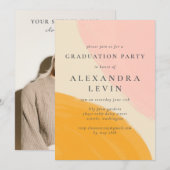 Roze Oranje Abstracte Waterverf Foto Afstuderen Kaart (Voorkant / Achterkant)