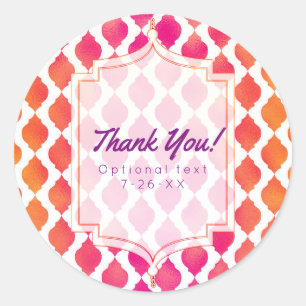 Roze & Oranje Arabische Marokkaanse Glam Feest Fav Ronde Sticker