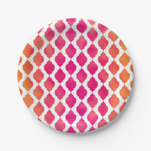 Roze & Oranje Arabische Marokkaanse Glam Feest Papieren Bordje