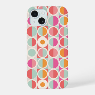 Roze Oranje Blauw Geometrisch Patroon iPhone 15 Hoesje