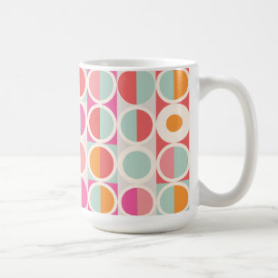 Roze Oranje Blauw Geometrisch Patroon Koffiemok