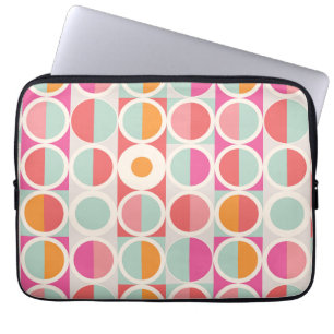 Roze Oranje Blauw Geometrisch Patroon Laptop Sleeve