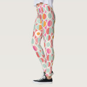 Roze Oranje Blauw Geometrisch Patroon Leggings (Links)