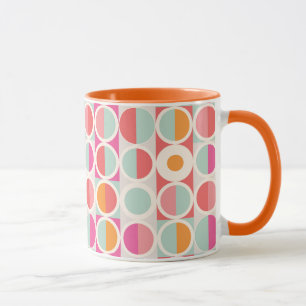 Roze Oranje Blauw Geometrisch Patroon Mok