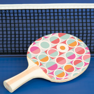 Roze Oranje Blauw Geometrisch Patroon Tafeltennisbatje