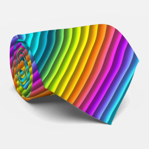 Roze Oranje blauwe turquoise groene regenboogstrip Stropdas