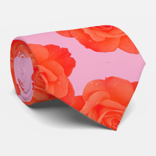 Roze Oranje Bloem Roos Vintage Kleurrijk Cadeau Stropdas