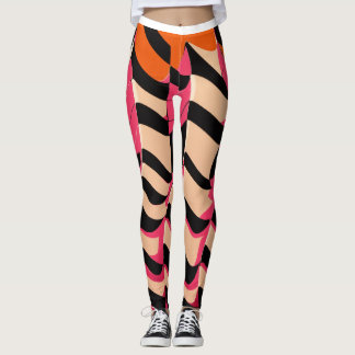 Roze & Oranje Checkerboard Patroon Leggings: Vet Leggings
