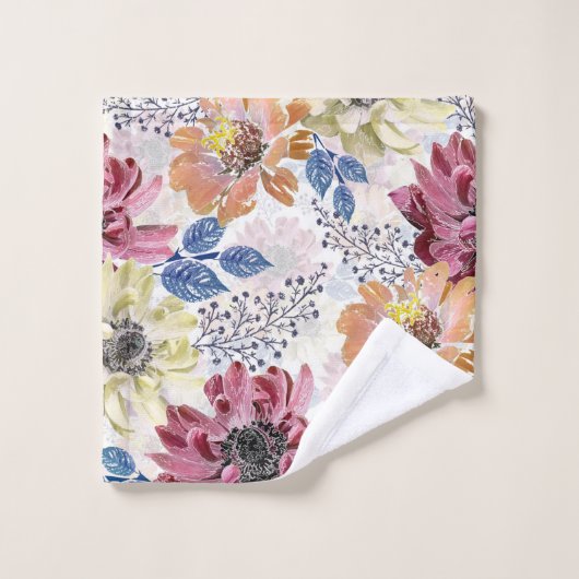 roze oranje chrysanthemum bad handdoek (Wasdoekje)