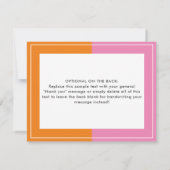 Roze Oranje Colour Block Girly Note-kaart Notitiekaartje (Achterkant)