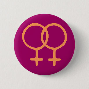 Roze/Oranje dubbel Vrouw Ronde Button 5,7 Cm