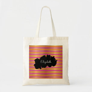 Roze, Oranje en Faux metalen strips Tote Bag