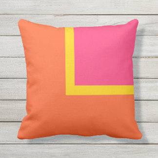 Roze, Oranje en Geel modern kleurenblok Buitenkussen