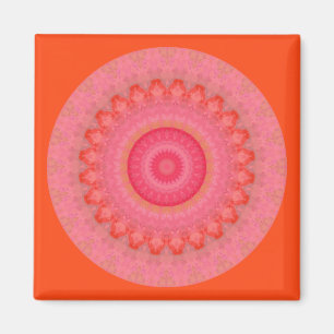 Roze, Oranje en gele Mandala Magnet Magneet