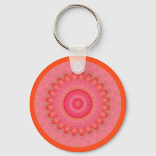 Roze, Oranje en gele Mandala Sleutelhanger
