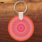 Roze, Oranje en gele Mandala Sleutelhanger (Voorkant)