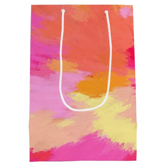 Roze, Oranje en gele Waterverf Medium Cadeauzakje (Achterkant)