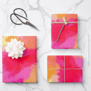 Roze, Oranje en gele Waterverven Inpakpapier Vel