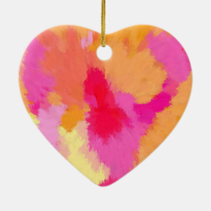 Roze, Oranje en gele Waterverven Keramisch Ornament