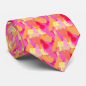 Roze, Oranje en gele Waterverven Stropdas (Opgerold)