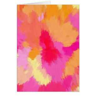 Roze, Oranje en gele Waterverven wenskaart