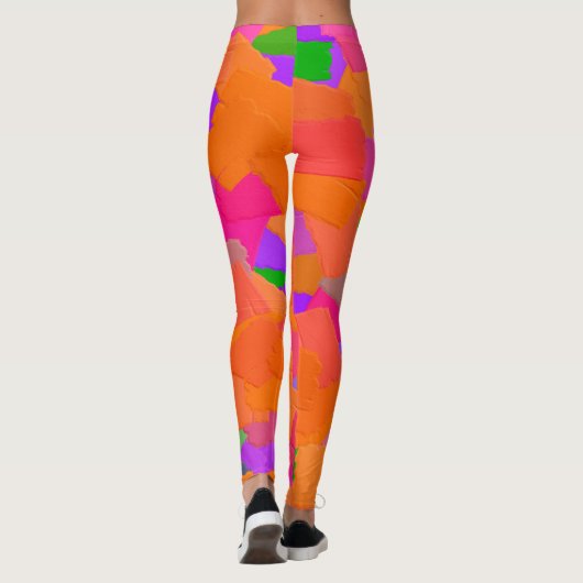 Roze, Oranje en Paarse Abstract Leggings (Achterkant)