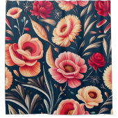  roze, Oranje en rood ventilatorpatroon Douchegordijn (Voorkant)