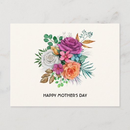 Roze, Oranje en witte rozen Bouquet Moederdag Feestdagenkaart (Voorkant)