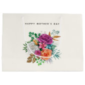 Roze, Oranje en witte rozen Bouquet Moederdag Groot Cadeauzakje (Achterkant)