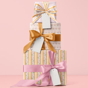 Roze Oranje Fijne Cottage Wilde Bloemen Patronen Inpakpapier Vel