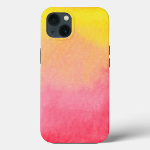 Roze Oranje gele Waterverf Ombre iPhone 13 Hoesje