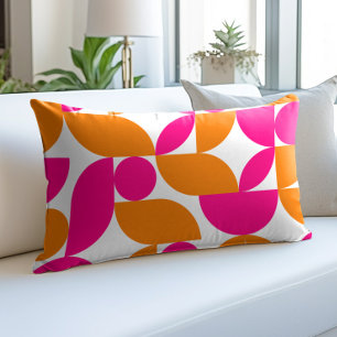 Roze Oranje geometrische Mid Century Pattern Accent Kussen