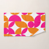 Roze Oranje geometrische Mid Century Pattern Bad Handdoek (Handdoek)