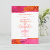 Roze Oranje Gerber Daisy Bevestiging Uitnodiging (Staand voorkant)