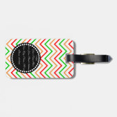 Roze Oranje Groene Chevron Pattern met Monogram Bagagelabel (Achterkant horizontaal)
