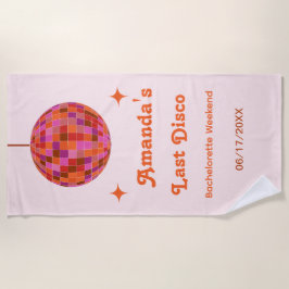 Roze Oranje Groovy Laatste disco Bachelorette week Strandlaken